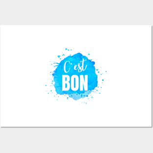 C'est Bon Blue French Phrase for It's Good Posters and Art